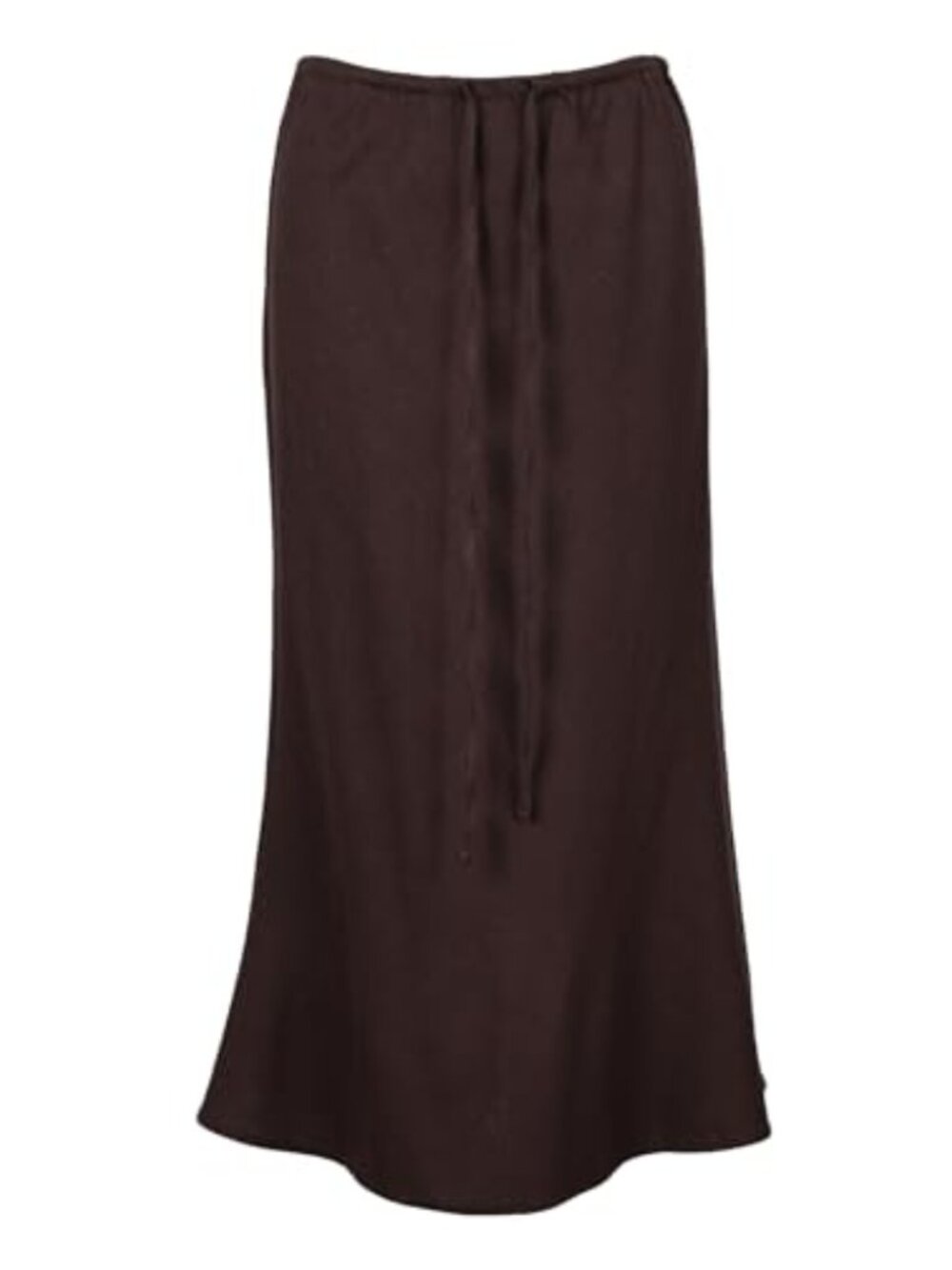 Linen Cotton Midi Skirt A-Line High Waist Drawstring Flared Elegant